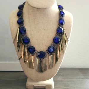 Baublebar Blue and Gold Fringe Bib Necklace